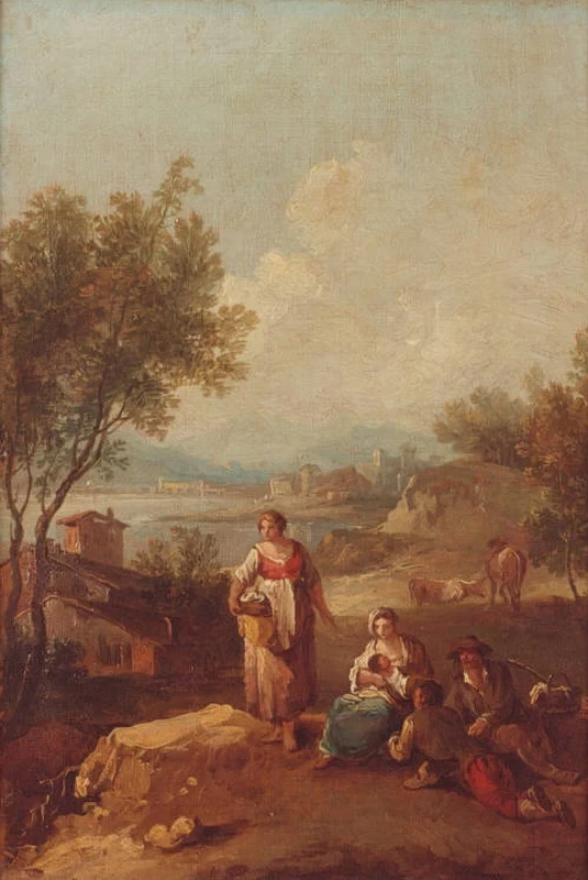 Paesaggio con lago e contadini - Villa Necchi Campiglio, Milano